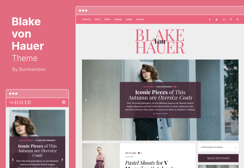 Blake von Hauer Theme - Editorial Fashion Magazine WordPress Theme