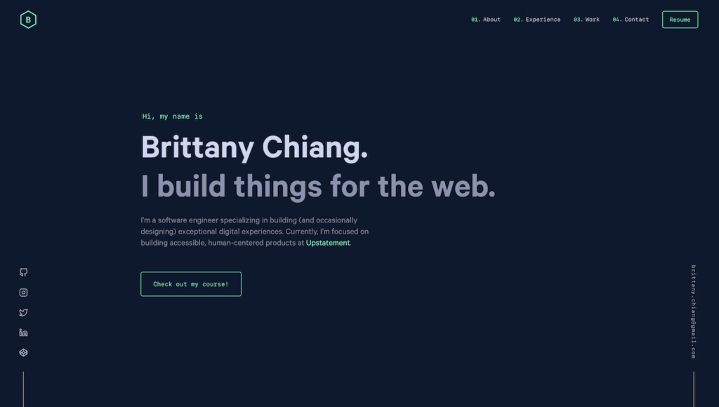 Brittany Chiang web developer portfolio