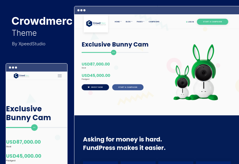 Crowdmerc Theme - Crowdfunding Startup Fundraising WordPress Theme