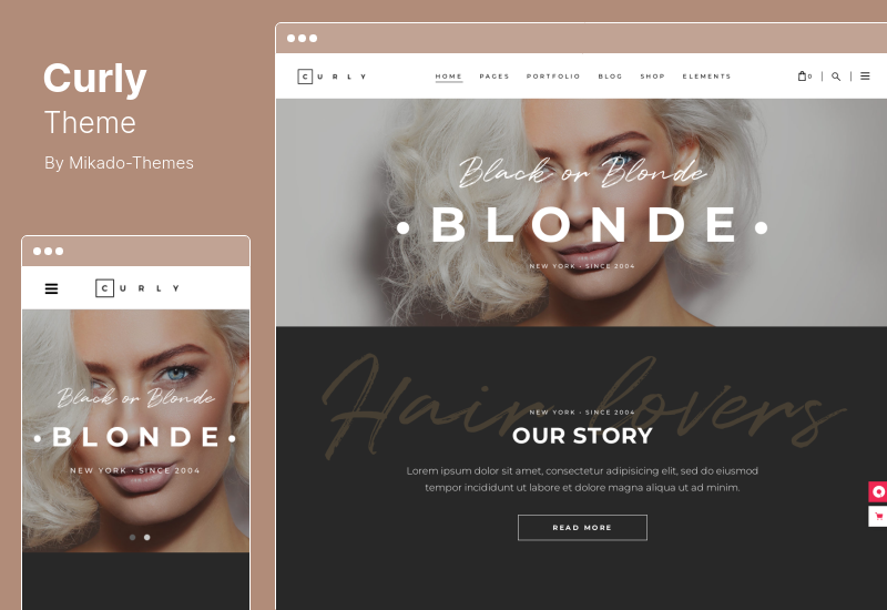 Curly Theme - A Stylish WordPress Theme for Hairdressers and Hair Salons