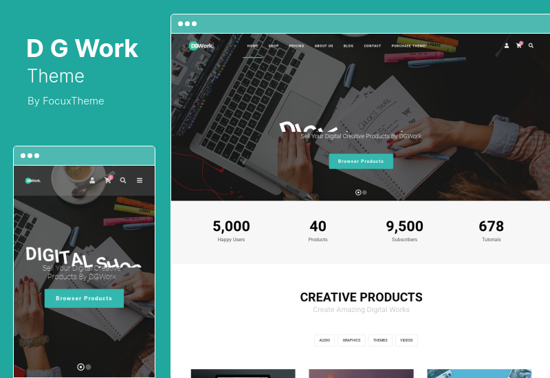 DGWork Theme - Responsive Digital Shop & Market Easy Digital Downloads WordPress Theme