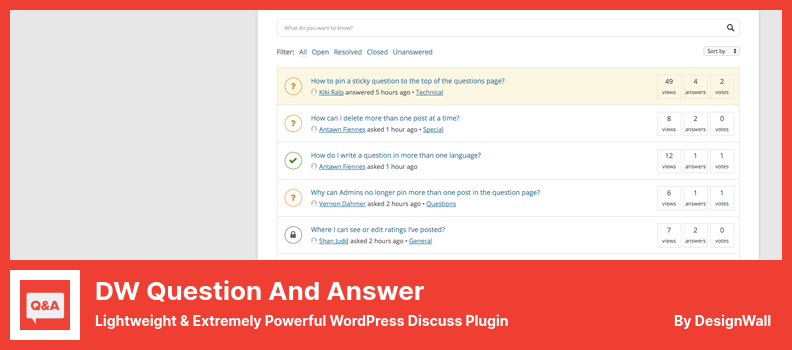 DW Question and Answer Plugin - Lightweight & Extremely Powerful WordPress Discuss Plugin
