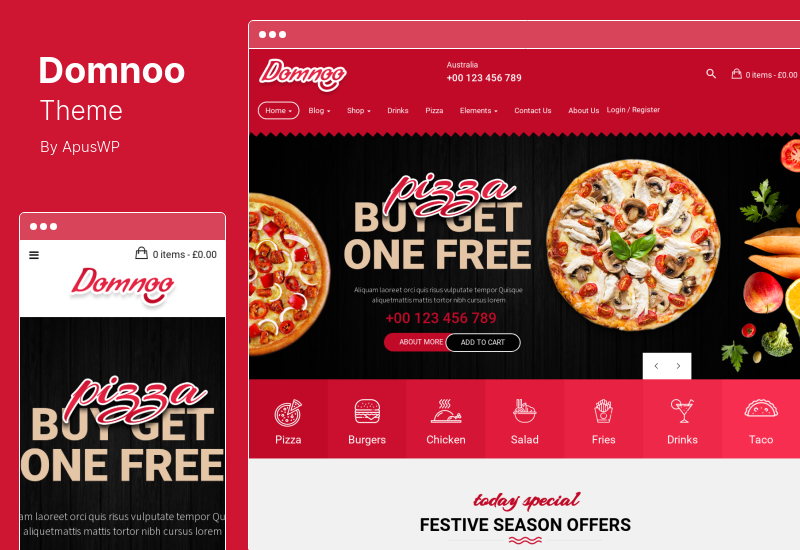 Domnoo Theme - Pizza & Restaurant WordPress Theme
