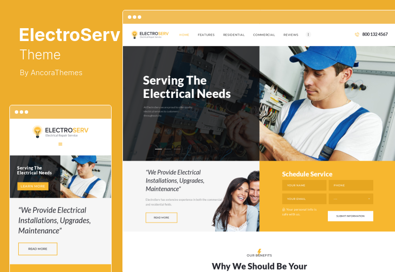 ElectroServ Theme - Electrical Repair Service WordPress Theme