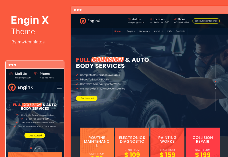 EnginX Theme - Auto Repair Service WordPress Theme
