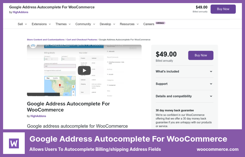 Google Address Autocomplete For WooCommerce Plugin - Allows Users to Autocomplete Billing/shipping Address Fields