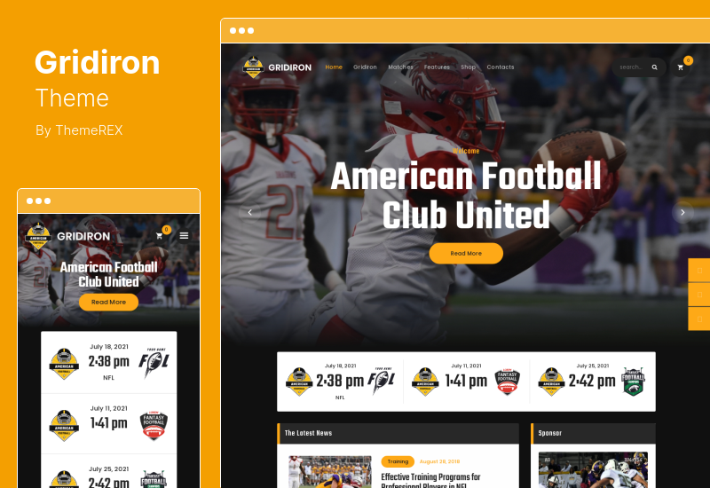 Gridiron Theme - American Football & NFL Superbowl Team WordPress Theme