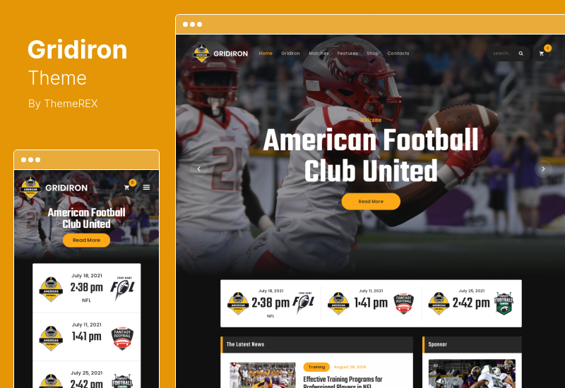 Gridiron Theme - American Football & NFL Superbowl Team WordPress Theme