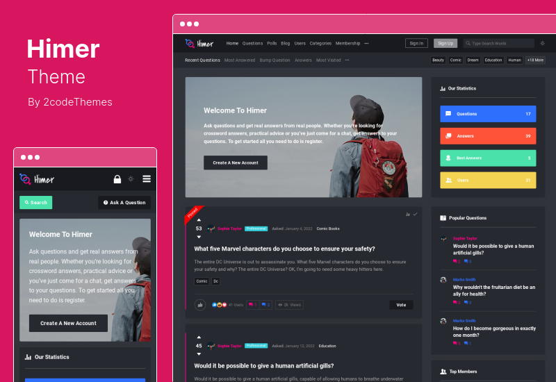 Himer Theme - Social Questions and Answers WordPress Theme