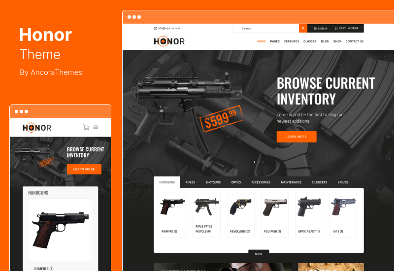 Honor Theme - Multi-Purpose Shooting Club & Weapon Store WordPress Theme