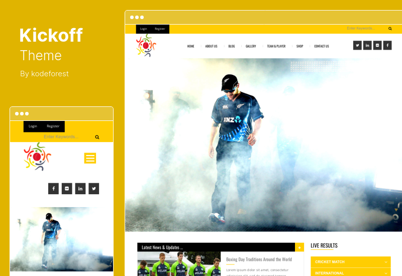 Kickoff Theme - Sports Club and Soccer Teams and Leagues WordPress Theme