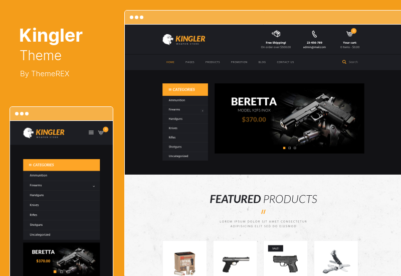 Kingler Theme -  Weapon Store & Gun Training WordPress Theme