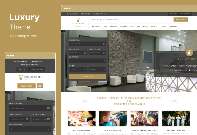 Luxury Theme - Online Hotel Booking Reservation WordPress Theme