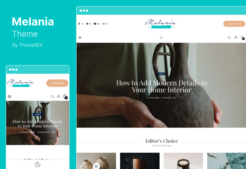Melania Theme - Handmade Blog & Crafts Shop Artistic WordPress Theme