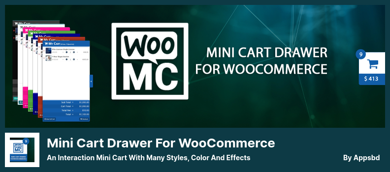 Mini Cart Drawer For WooCommerce Plugin - an Interaction Mini Cart With Many Styles, Color and Effects