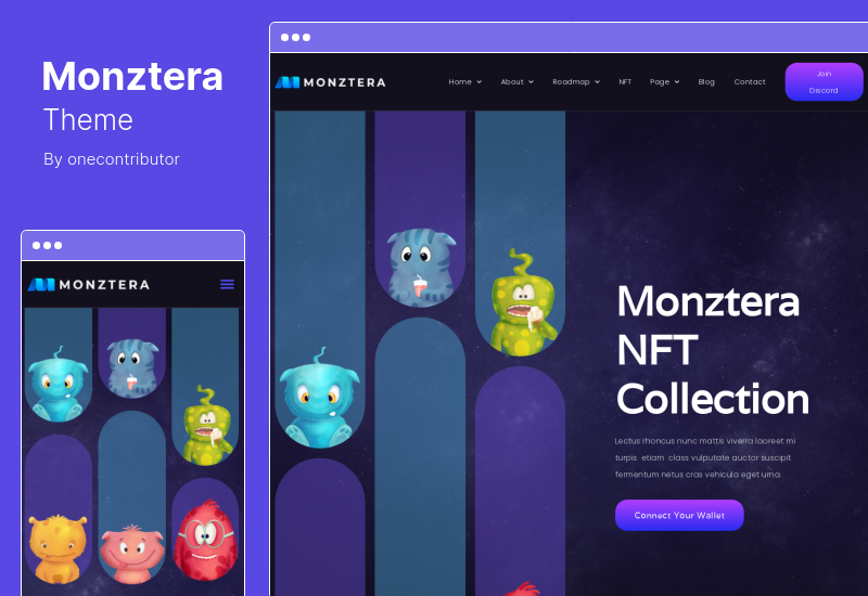 Monztera Theme - NFT Portfolio Elementor Template Kit