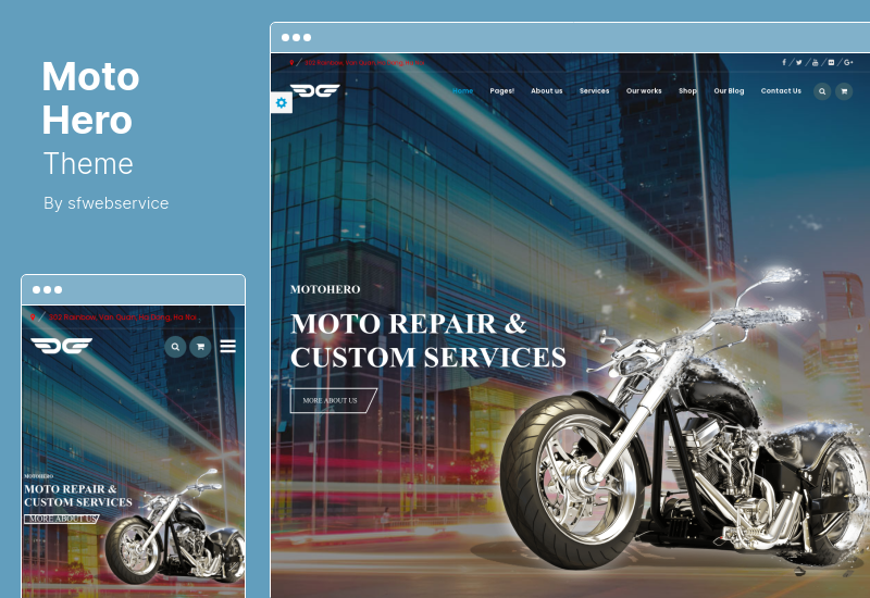 MotoHero Theme - Motorcycle Custom service Business WordPress Theme