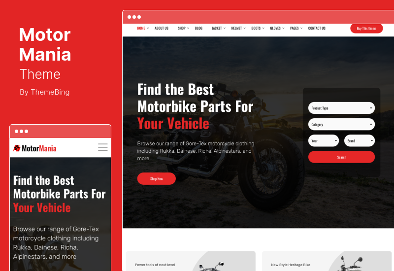 MotorMania Theme - Motorcycle Accessories WooCommerce Theme