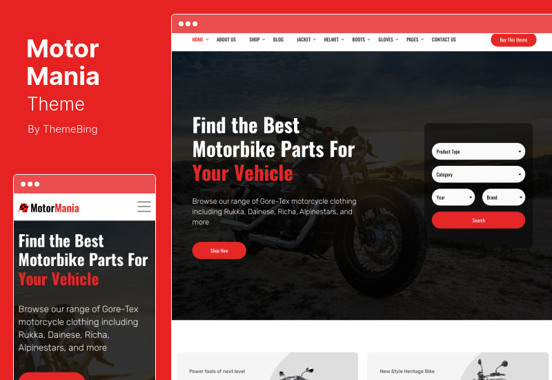 MotorMania Theme - Motorcycle Accessories WooCommerce Theme
