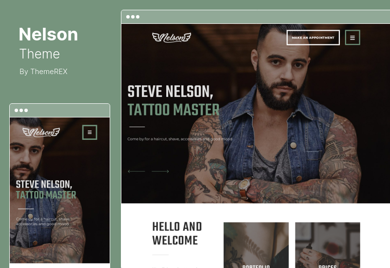 Nelson Theme - Barbershop Hairdresser, Tattoo  Beauty Salon WordPress Theme