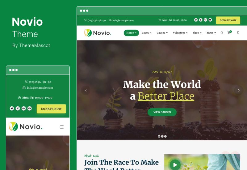 Novio Theme - Nonprofit Charity and Ecology WordPress Theme