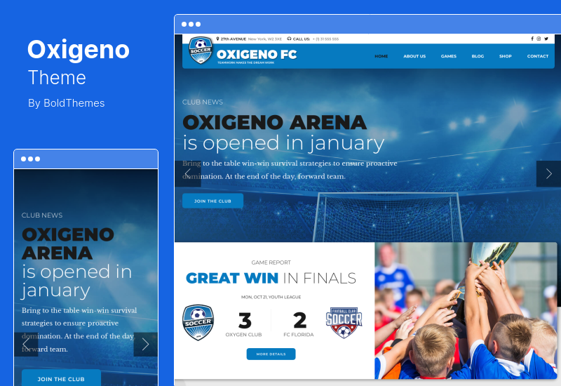 Oxigeno Theme - Sports Club & Team WordPress theme
