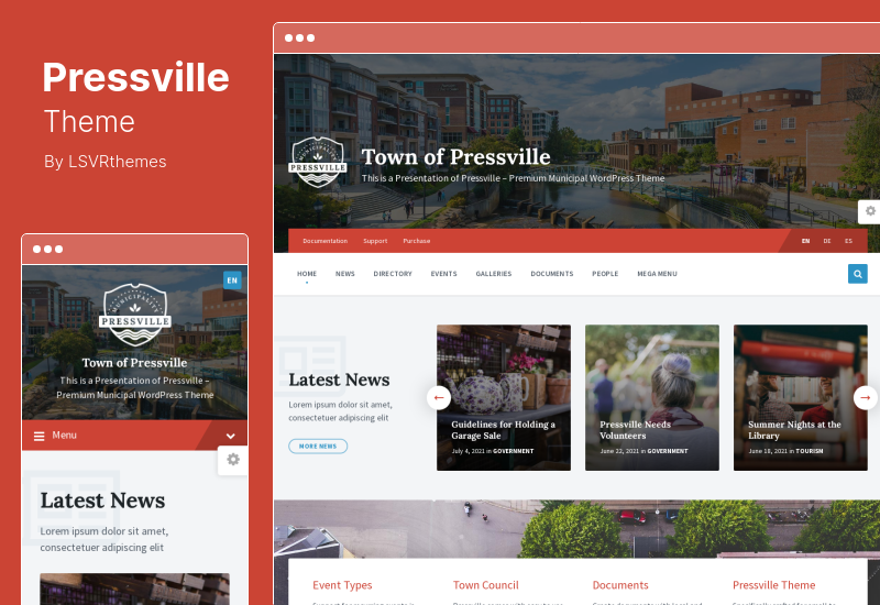Pressville Theme - Municipal  City Government WordPress Theme