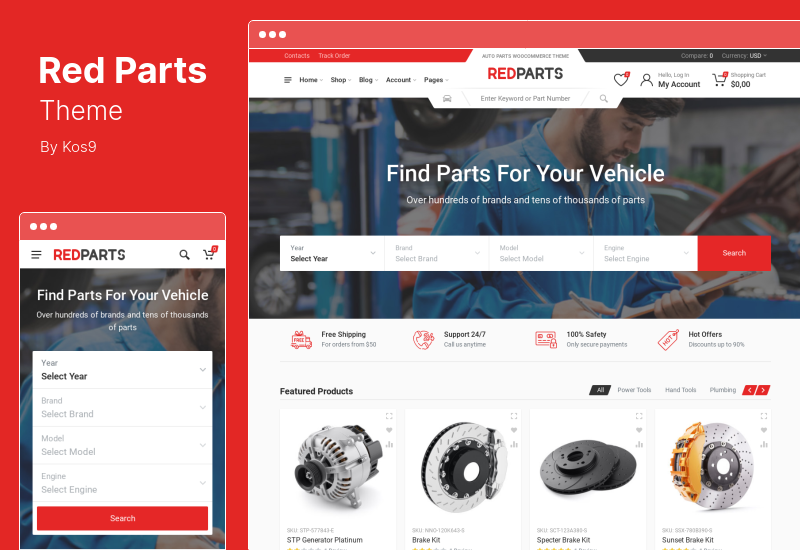 RedParts Theme - Auto Parts WordPress Theme