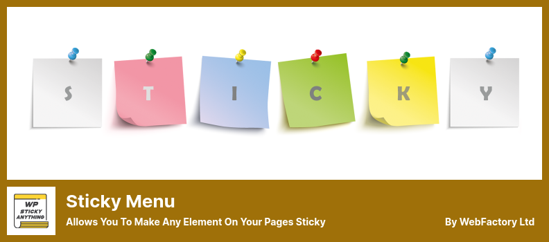 Sticky Menu Plugin - Allows You To Make Any Element On Your Pages Sticky