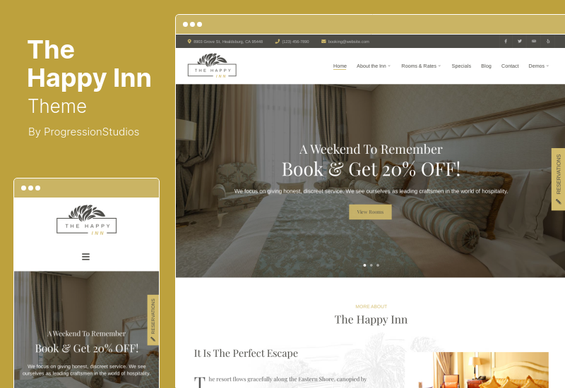 The Happy Inn Theme -  Hotel, Bed & Breakfast WordPress Theme