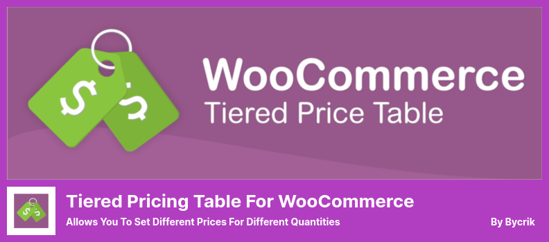Tiered Pricing Table for WooCommerce Plugin - Allows You to Set Different Prices for Different Quantities