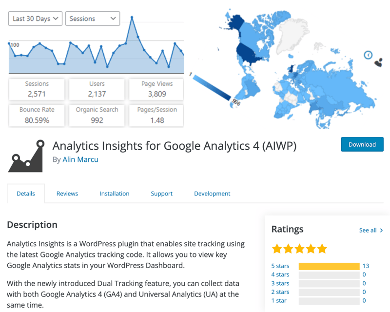 Analytics Insights for Google Analytics 4 plugin