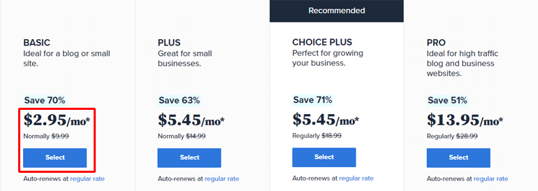 Bluehost Cost