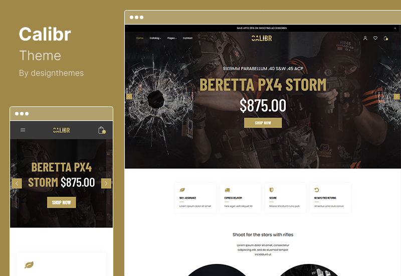 Calibr Theme - Weapon Shop & Single Product eCommerce Shopify WordPress Theme