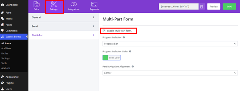 Enable Multipart Form