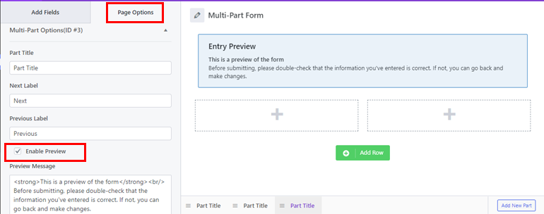 Enable Preview WordPress Multipart Form Entry Preview