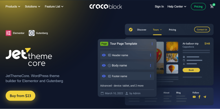 JetThemeCore Crocoblock header plugin