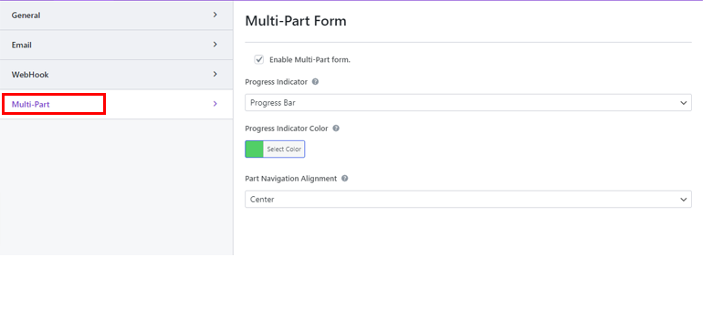Multipart Form Settings