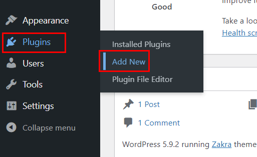Navigate to Plugins Then Add New