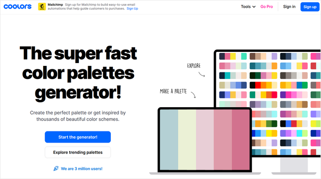 Coolors color palette generator
