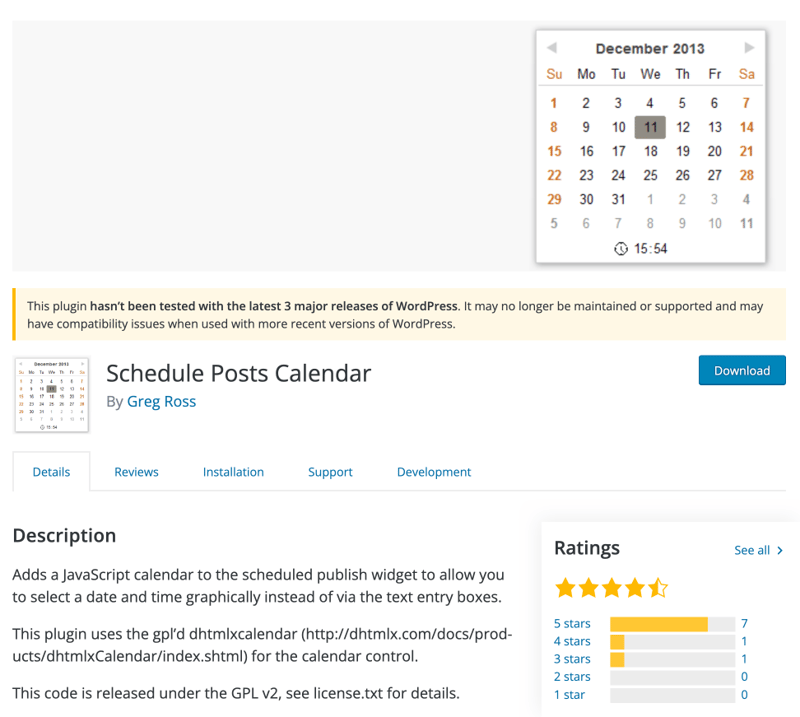 Schedule Posts Calendar plugin