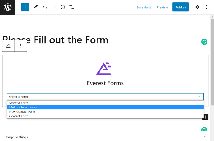 Select Multi Column Form