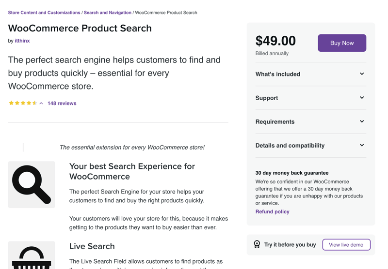 WooCommerce Product Search plugin