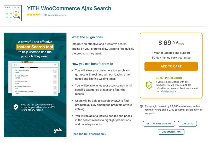 YITH WooCommerce Ajax Search plugin