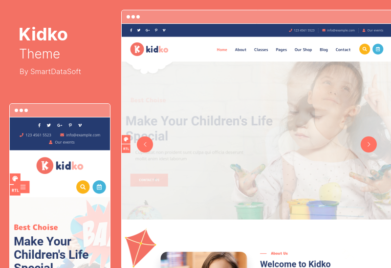 Kidko Theme - Kindergarten  Baby Care WordPress Theme