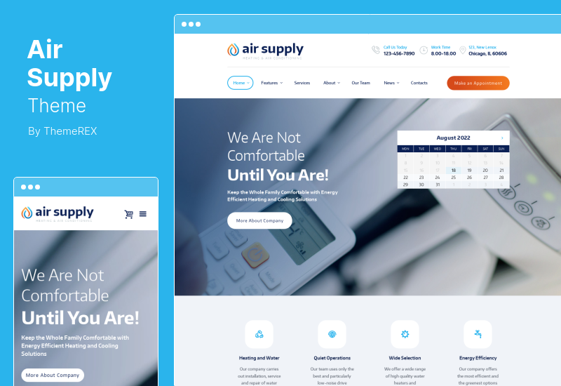 Air Supply Theme - Conditioning Company and Heating Services WordPress Theme