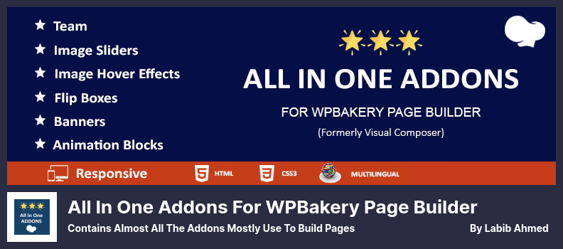 All In One Addons for WPBakery Page Builder Plugin - Contains Almost All The Addons Mostly Use to Build Pages