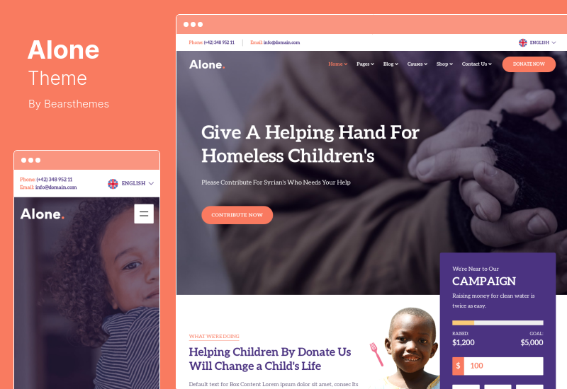 Alone Theme - Charity Multipurpose Nonprofit WordPress Theme