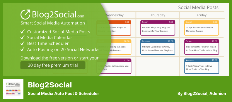 Blog2Social Plugin - Social Media Auto Post & Scheduler