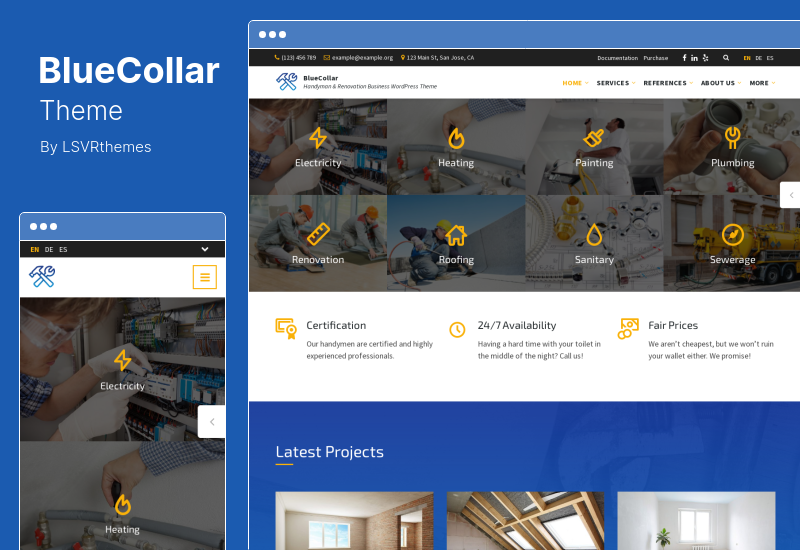 BlueCollar Theme - Handyman  Renovation Business WordPress Theme